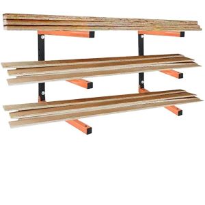 Bars Wall Mount Wood Organizer Lumber Storage Metal Rack with 3-Level