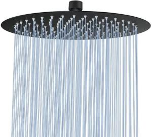 China Ultra Thin Round Rainfall SS Shower Head Matte Black Polished factory