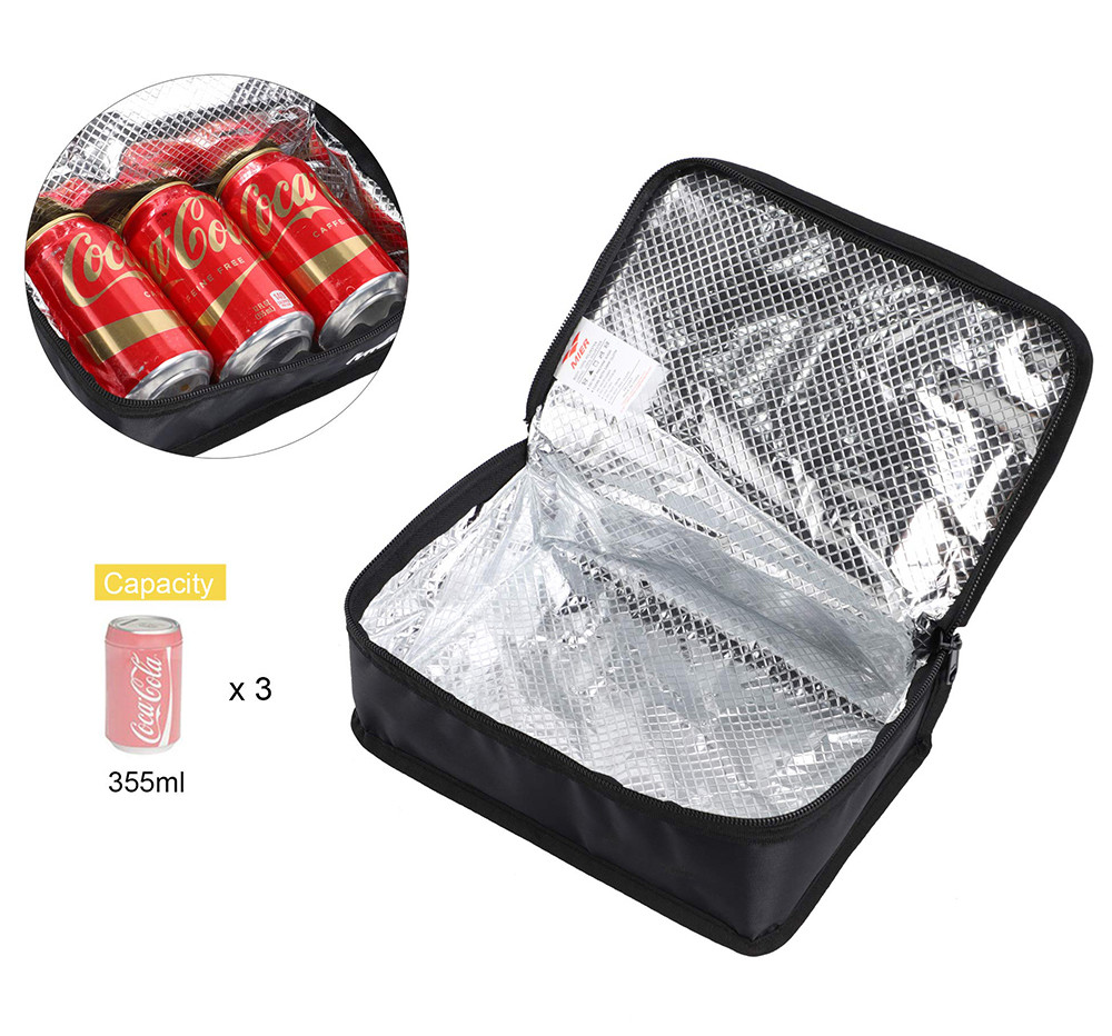 Durable Black Small Kids Lunch Bag Tote Reusable Soft Cooler Bag for Adult