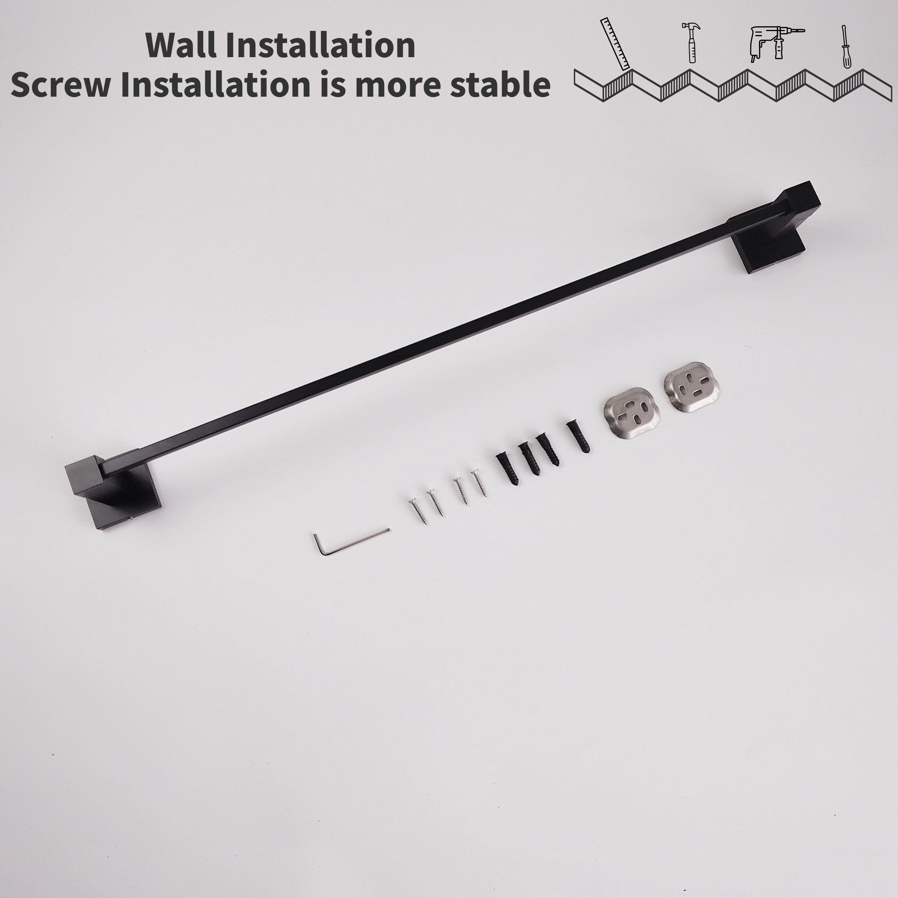 Square 24 Inch Bathroom Towel Bar Polish Wall Mounted Towel Rail Chrome