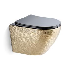 China Electroplated Black Gold Ceramic Wall Hanging Toilet Self Cleaning Glazed factory