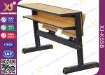 Oval Steel Tube Folding College Classroom Furniture / Wood Classroom Table