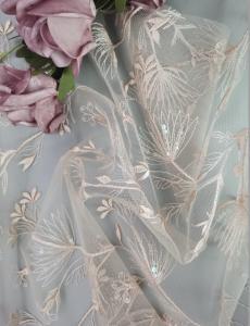 China Light Pink French High End 3d Sequin Embroidered Fabric Tulle Lace Fabric factory