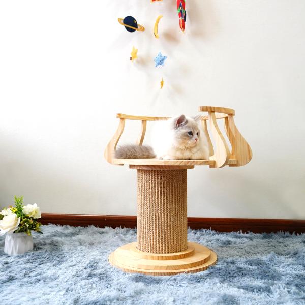 Eco Friendly Wood Scratching Cat Climbing Tree Tower Cat Photo Table L Size 72cm