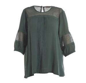 China Long Sleeve Plus Size Ladies' Chiffon Tops With Mesh Combined-Nice Figure Shape factory