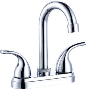 China Chrome Centerset Bathroom Faucet High Arc Bathroom Faucet Deck Mounted factory