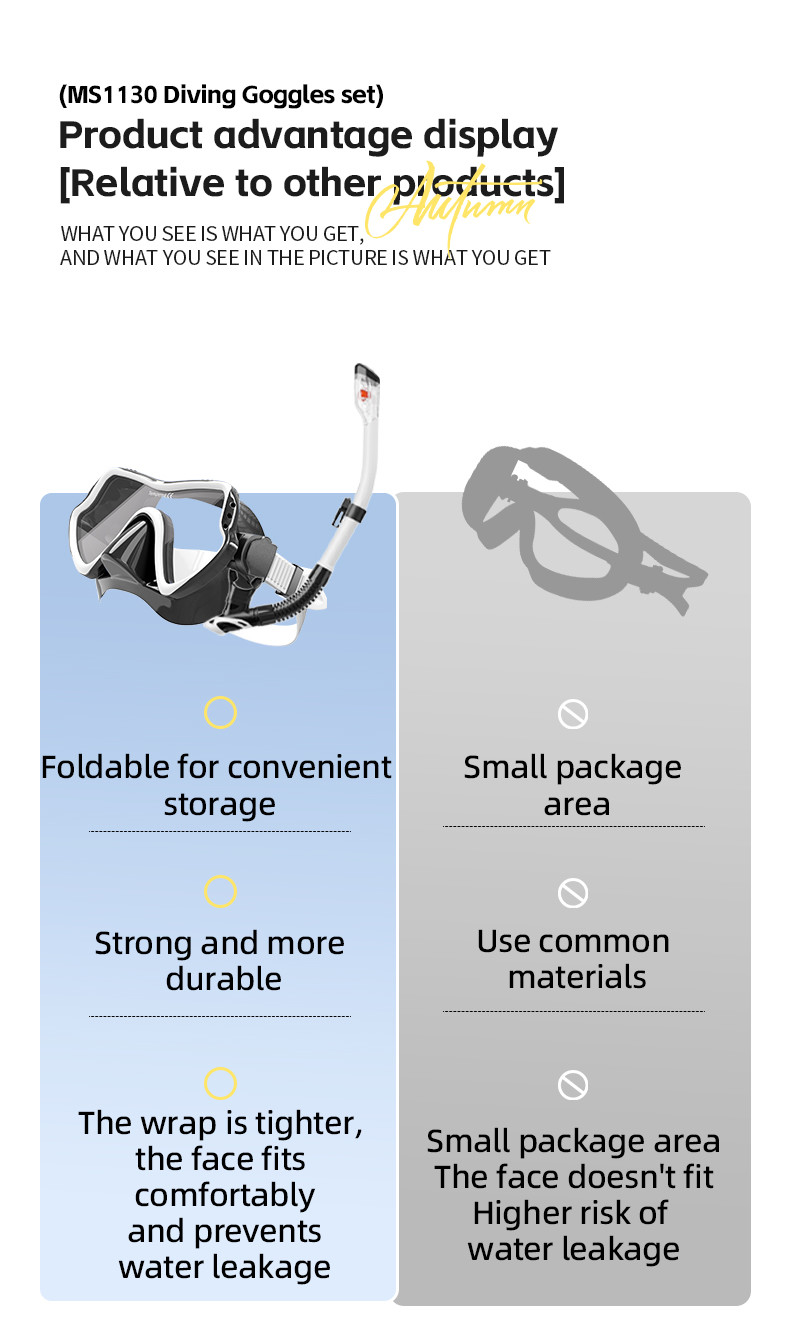 Hot Custom factory Low Volume Freediving Mask And Snorkel Sets Tempered glass diving mask set Adult