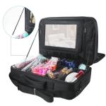 Adjustable Dividers Nylon Cosmetic Organizer Travel Case With Mirror
