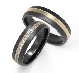 China Black titanium and K gold rings set with zircon rings factory