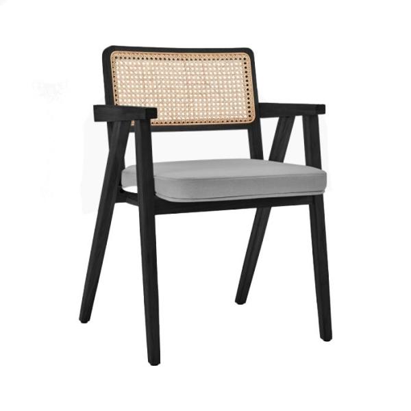 China Stackable Wooden Dining Chair with Rattan Back Contemporary Design factory