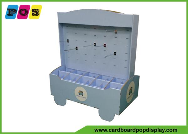 Pegable Panels Retail Cardboard Displays , Wheels Base Corrugated Floor Displays