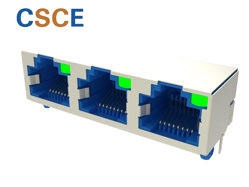 1*3 Port RJ45 Connector D Type RJ45 Modular Jack 8P8C RJ45 Connector