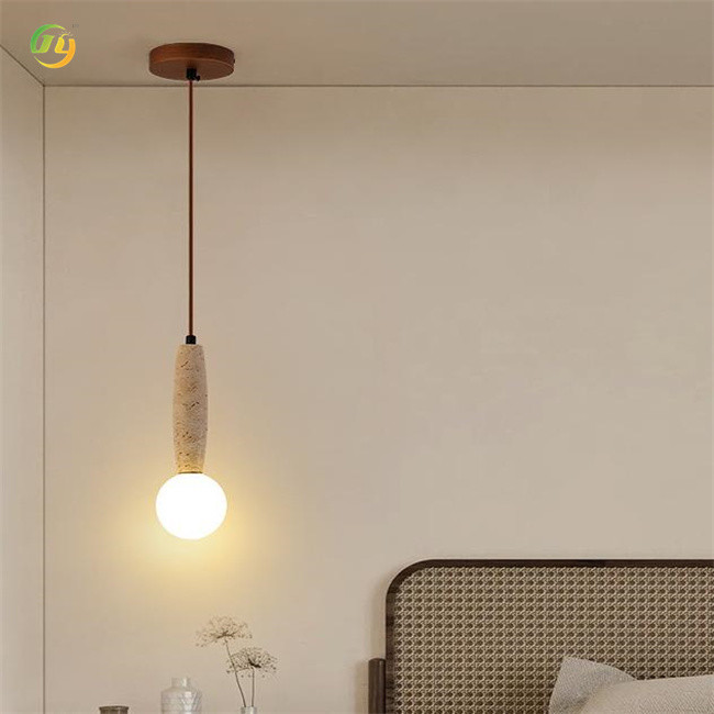 JYLIGHTING Yellow Travertine Light Luxury Single Head Natural Material Modern LED Chandeliers & Pendant Lights Indoor
