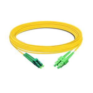 China 10m (33ft) Duplex OS2 Single Mode LC APC to SC APC PVC (OFNR) Fiber Optic Cable factory