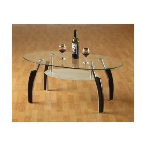 China oval glass and wood coffee table xymct-027 on sale