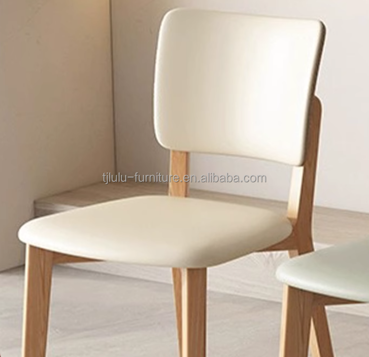 Modern Nordic Design Solid Wood Dining Table Set with Black/White PU Leather Chairs and Nordic Style