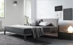 Simple Design Fabric Headboard Wooden King Size Bed Frame