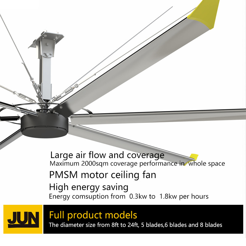 China Natural Breeze System with Large Industrial HVLS Ceiling Fan factory