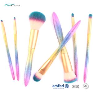Synthetic Hair Plastic Gradient Cosmetic Makeup Brush Set 8 PCS With Sponge