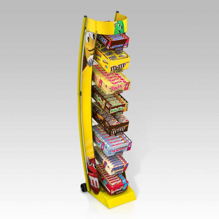 Double Sided Candy Stand Display Metal Wire Display Racks With Adjustable Trays