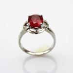925 Silver with 8x10mm Oval Red Cubic Zircon Ring(R201)