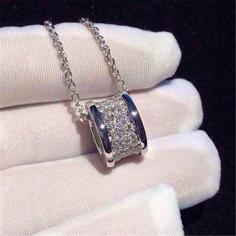 Bi Full diamond Necklace 18k gold white gold yellow gold rose gold diamond necklace Jewelry factory in Shenzhen, China