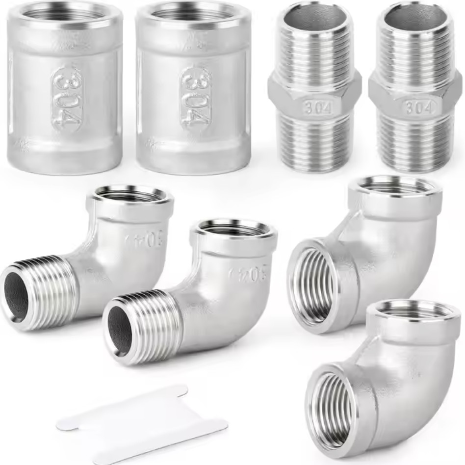 NPT Round Brass Tee Compression Fittings 304 Stainless Steel 90 Degree Elbow,Hex bushing,Coupling,Thread Pipe Fitting