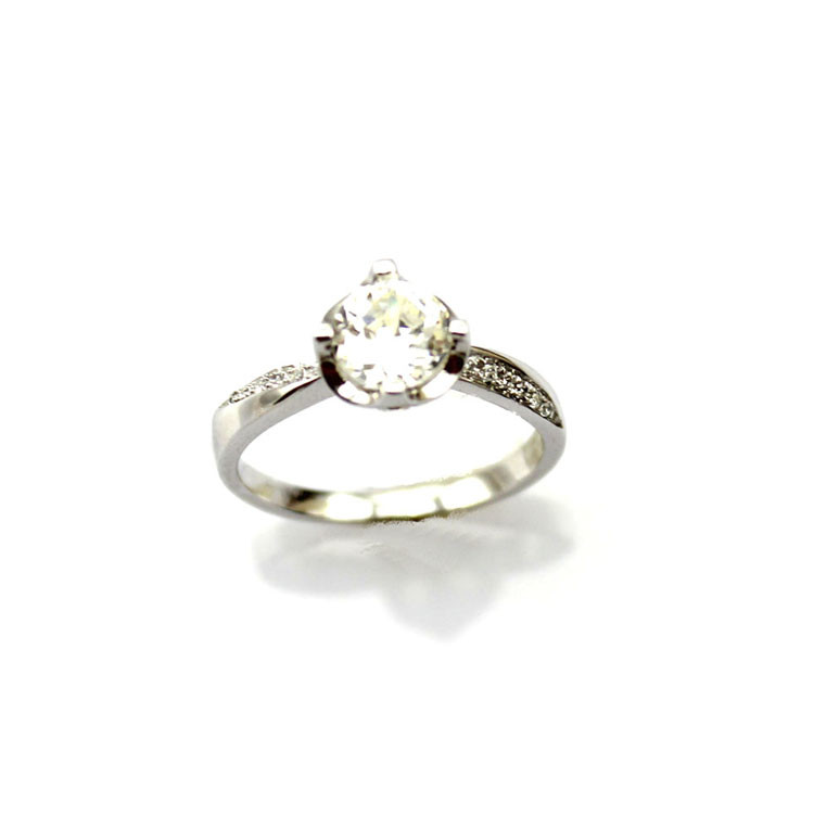 Sterling Silver Pave CZ Diamonds Engagement Ring (AA007)