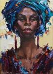 Print Method 6 color African Women Art Handmade Thick Paint Oil Painting for