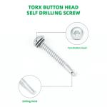 SUS410 Stainless Steel Button Head Torx Screw With Washer Roof Shield Self
