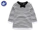 Cotton Knitted Girl Striped Dress , Black And White Childrens Dresses Long