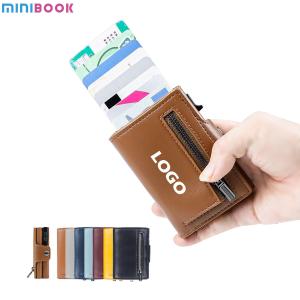 China Credit Card Pop Up RFID Wallet Blocking Slim Sleeve Vintage Leather Man Card Holder factory