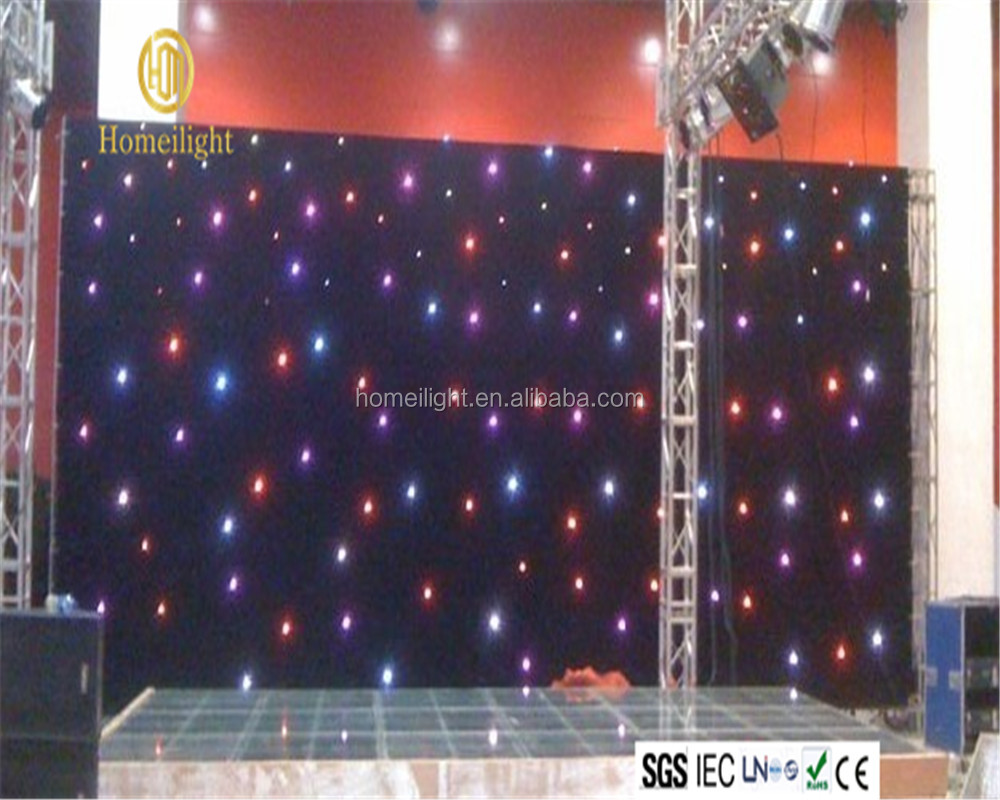 Whole Sell LED illuminated Star Curtain Lights for LED RGB 3in1 event Stage Backdrop Curtain full color church wedding h