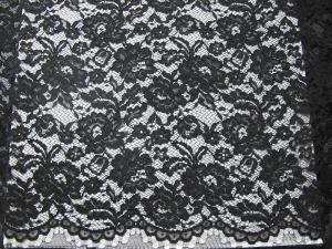 China Heavy Corded Lace Fabric Black factory