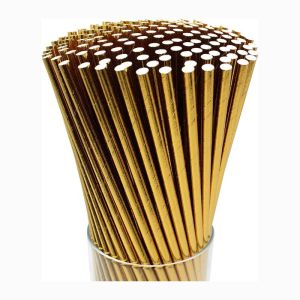 China OEM ODM Rose Gold Striped Straws , Recyclable Craft Paper Straws on sale