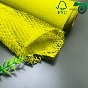 China FSC Honeycomb Paper Wrap 50gsm 80gsm Yellow Brown Eco Cushion For E Commerce Logistics on sale