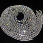 VVS Moissanites Tennis Diamond Necklace Hip Hop 925 Sterling Silver 2mm 3mm 5mm