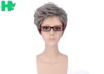 14 Inch Men Hair Wig Black Mixed Grey Kanekalon Fiber Professional