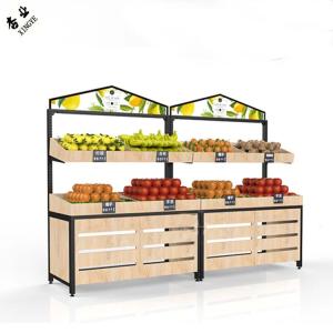 China Wooden Fruit And Vegetables Shelves Display Rack For Supermarket factory