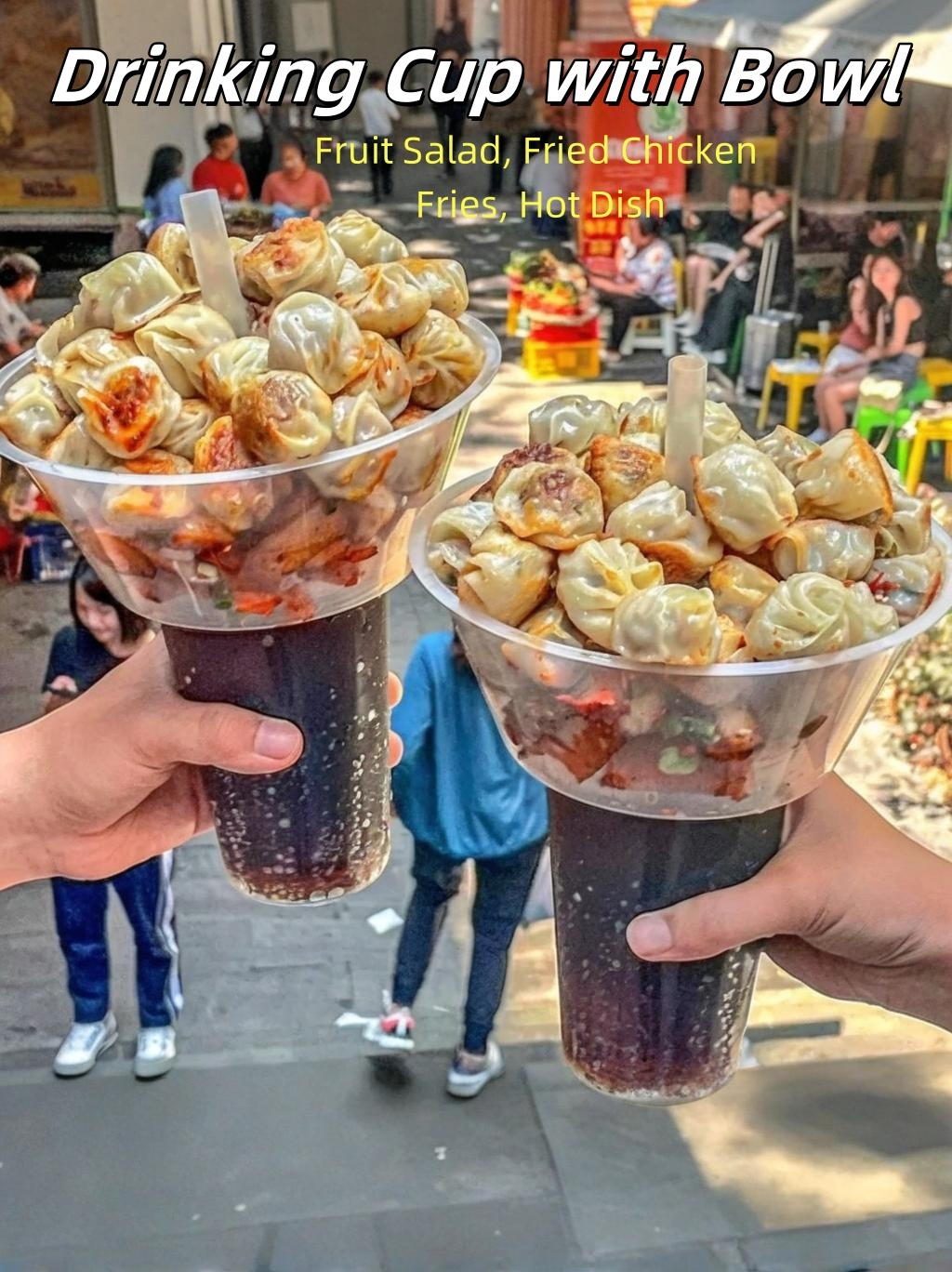 500ml 600ml 700ml Plastic 2 in 1 Snack and Drink Cup PP Container Cup With Snack Bowl