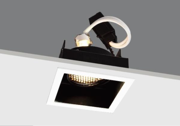 GU10 LED Recessed Downlight 30 Degree Tilt Steel Punch Body Interior Square