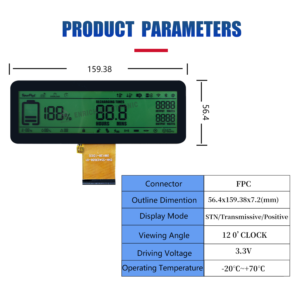 STN Transmissive Segment LCD Display with 12 0'clock Viewing Angle for