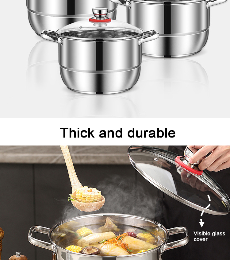 Factory Direct Sale Kitchen 8 Pcs Cooking Pots Cookware Sets Stainless Steel Soup Pot Set Cooking Pot Sets