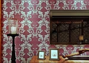 China Damask Pattern Victorian Style Wallpaper with Eco friendly PVC Material , Strippable factory