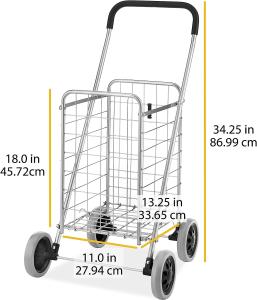 Utility Shopping Cart-Durable Folding Design For Easy Storage, Utility Cart with Wheels Shopping Climber Cart