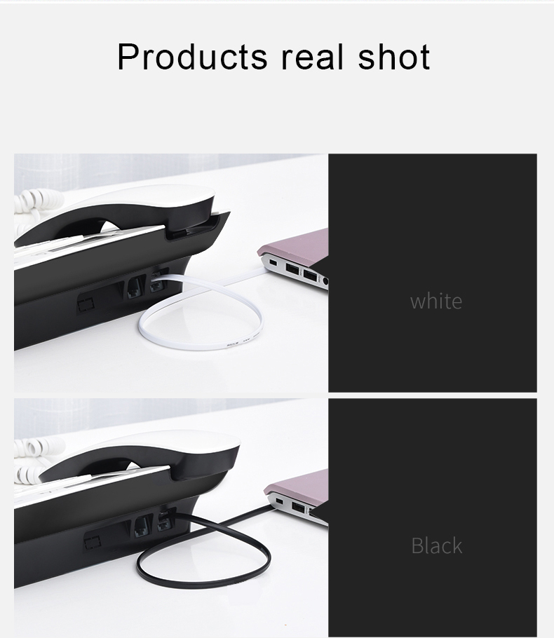 Shielded RJ12 to RJ12 6P6C Telephone Cable 24AWG Black PVC