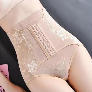 China High Rise Tummy Control Underwear Thong Shaping Cotton Crotch See Through Mesh Breathable Briefs factory