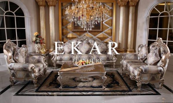 Baroque Majlis sofa Luxury Fabric Silk Curved Living Room Furniture European