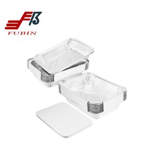 China FDA Aluminium Foil Container Carryout Lunch Box Tray With Cardboard Lid factory