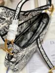 Women Embroidery Dior Saddle Sling Bag Patchwork 25cm With 3 Interior Pockets